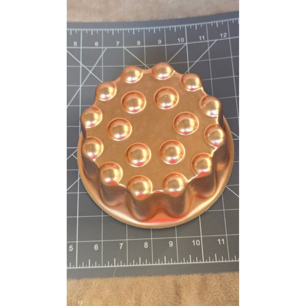 Vintage Copper Toned Aluminum Jello Cake Mold Scalloped Bubble Wall Decor 6.5"